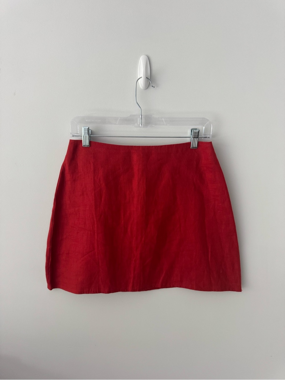 Reformation Red Linen Mini Skirt